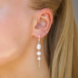 pitkät helmi korvarenkaat  hopea - Lumé Etched