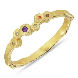 monivärinen zirkoni sormus kullattua hopeaa - Bubbly Twist