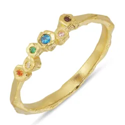 monivärinen zirkoni sormus kullattu messinki - Eliné