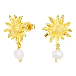 kukka helmi korvarenkaat  kullattu messinki - Eliné