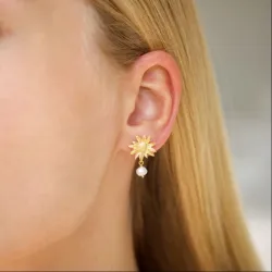 kukka helmi korvarenkaat  kullattu messinki - Eliné