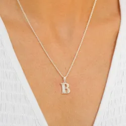 b-kirjain zirkoni riipus  hopeaa - My Letter