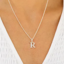 r-kirjain zirkoni riipus  hopeaa - My Letter