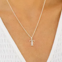 t-kirjain zirkoni riipus  hopeaa - My Letter