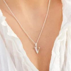 v-kirjain zirkoni riipus  hopeaa - My Letter