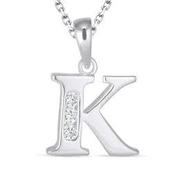 k-kirjain zirkoni kaulaketju hopeaa riipus hopea - My Letter