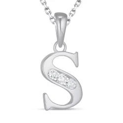 s-kirjain zirkoni kaulaketju hopeaa riipus hopea - My Letter
