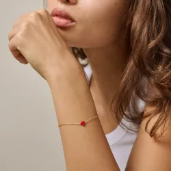 Enamel Amore sydän rannekoru  kullattua hopeaa punainen emalji