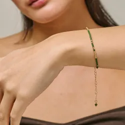 Enamel Petra Khaki rannekoru  kullattua hopeaa