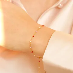 Enamel Lola Rosie rannekoru  kullattua hopeaa värinen emalji