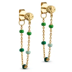 Enamel Lola Spring ketjukorvakorut  kullattua hopeaa vihreä emalji