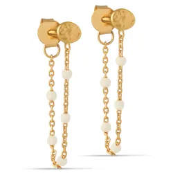 Enamel Lola Daisy Lola Daisy ketjukorvakorut  kullattua hopeaa valkoinen emalji