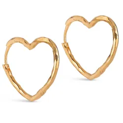 Enamel Organic Heart Medium korvarenkaat  kullattua hopeaa