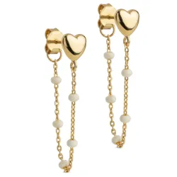 Enamel Lola Heart sydän Daisy ketjukorvakorut  kullattua hopeaa valkoinen emalji