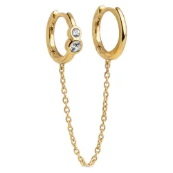 Enamel Nova Chain One Piece ketjukorvakorut  kullattua hopeaa valkoinen zirkoni