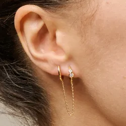 Enamel Nova Chain One Piece ketjukorvakorut  kullattua hopeaa valkoinen zirkoni