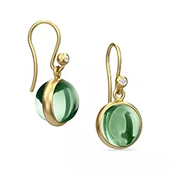 Julie Sandlau PRIME vihreä korvarenkaat  hopeaa, jossa 22 karaatin kultaus vihreä kristalli valkoinen zirkoni