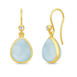 Julie Sandlau Paloma korvarenkaat  kullattua hopeaa sininen kristalli valkoinen zirkoni