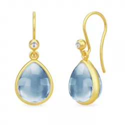 Julie Sandlau sininen kristalli korvarenkaat  kullattua hopeaa sininen kristalli valkoinen zirkoni