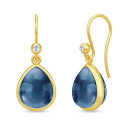 Julie Sandlau Paloma korvarenkaat  kullattua hopeaa tummansininen kristalli valkoinen zirkoni