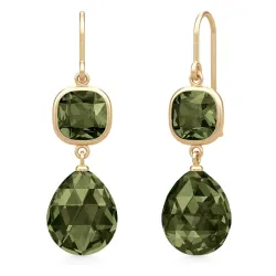 Julie Sandlau Olivia korvarenkaat  kullattua hopeaa vihreä kristalli valkoinen zirkoni