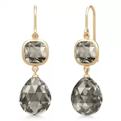 Julie Sandlau mustat kristalli korvarenkaat  kullattua hopeaa