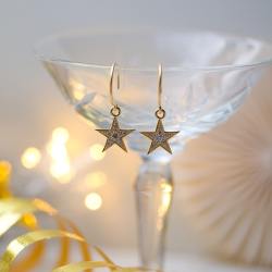 Julie Sandlau Stella tähti korvarenkaat  kullattua hopeaa valkoinen zirkoni