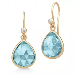 Julie Sandlau Lea pisaranmuotoinen sininen kristalli korvarenkaat  kullattua hopeaa sininen kristalli valkoinen zirkoni