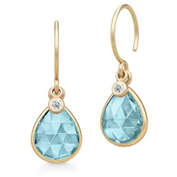 Julie Sandlau Leela korvarenkaat  kullattua hopeaa sininen kristalli valkoinen zirkoni