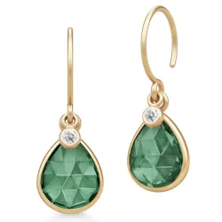 Julie Sandlau Leela korvarenkaat  kullattua hopeaa vihreä kristalli valkoinen zirkoni