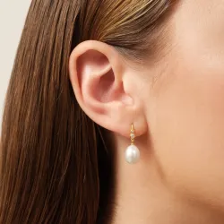 Julie Sandlau Perla korvarenkaat  kullattua hopeaa valkoinen zirkoni