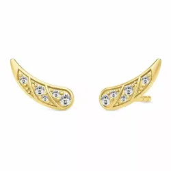 Julie sandlau höyhen zirkoni korvarenkaat  kullattua hopeaa valkoinen zirkoni