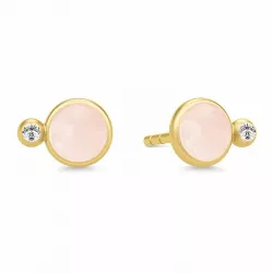Julie Sandlau vaaleanpunaista kristallia korvarenkaat  kullattua hopeaa vaaleanpunainen Fluoriitti valkoinen zirkoni