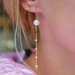 Enamel Lola Perlita ketjukorvakorut  kullattua hopeaa monivärinen emalji