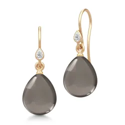 Julie Sandlau Prima Ballerina korvarenkaat  kullattua hopeaa savunvärinen kristalli valkoinen zirkoni