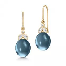 Julie Sandlau pisara sininen korvarenkaat  hopeaa, jossa 22 karaatin kultaus valkoinen zirkoni sininen kristalli