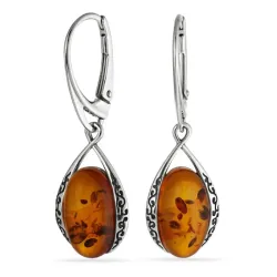 näytepakkaukset meripihka korvarenkaat  hopeaa