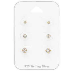 näytepakkaukset zirkoni nappikorvakorut  kullattu hopea