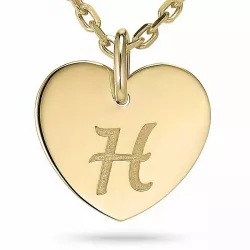 näytepakkaukset h-kirjain ankkurikaulaketju kullattua hopeaa sydänriipus 9 karaatin kultaa