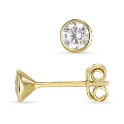 näytepakkaukset nappikorvakorut 8 karaatin kultaa kanssa synteettinen zirkoni - Gold Collection