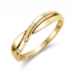 abstrakti timantti sormus 9 karaatin kultaa 0,03 ct