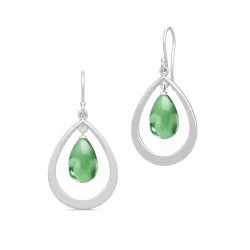 suuria Julie Sandlau Prime droplet pisaranmuotoinen vihreä kristalli korvarenkaat  satiinirodinoitu sterlinghopea vihreä kristalli